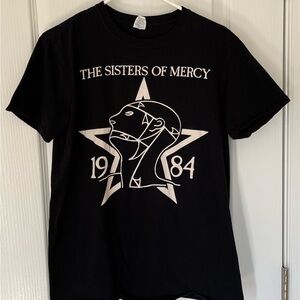 Women’s black short sleeve “The Sisters of Mercy” tee shirt in a size Med.